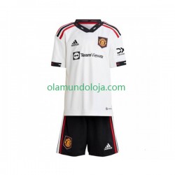 Camisola Manchester United Criança Equipamento Segundo 2022-2023 Manga Curta